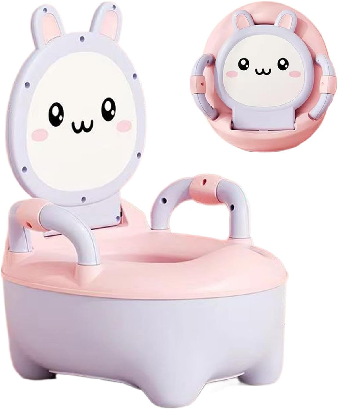 Potty Training Toilet - Duck, Rabbit Travel Potty Seat - Travel Potty Handles - Non-Skid Bottom Toilet Seat for Boys and Girls - Back Support Training Seat for Ages 6-60 Months image number 1