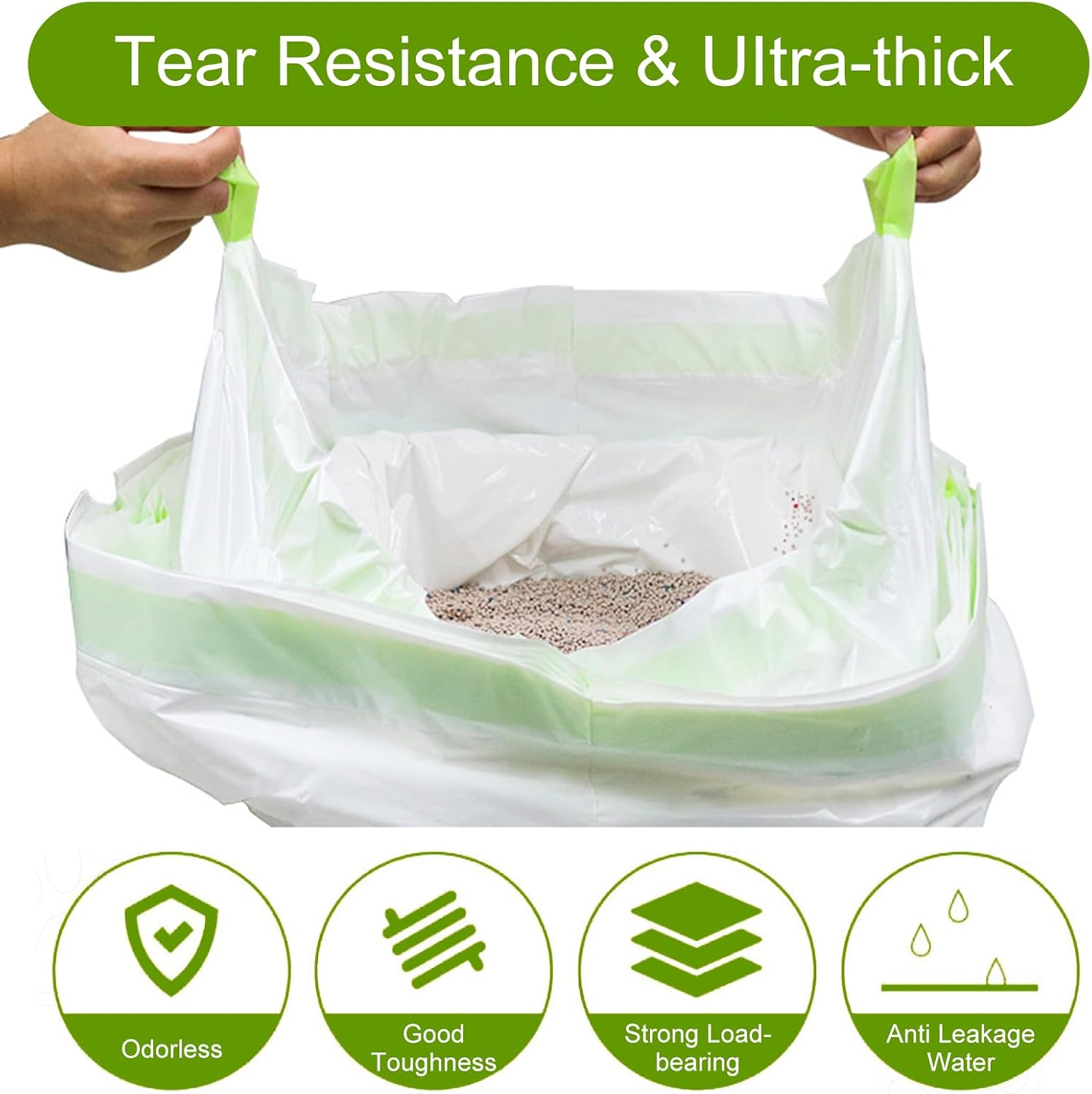 Cat Litter Box Bag, Cat Litter Box Bag with Drawstrings, Self-Cleaning Cat Litter Box Bin Liner, Cat Litter Box Bag with Holes for Easy, L, 6 + 1 Piece, Bag for Cat Litter image number 1