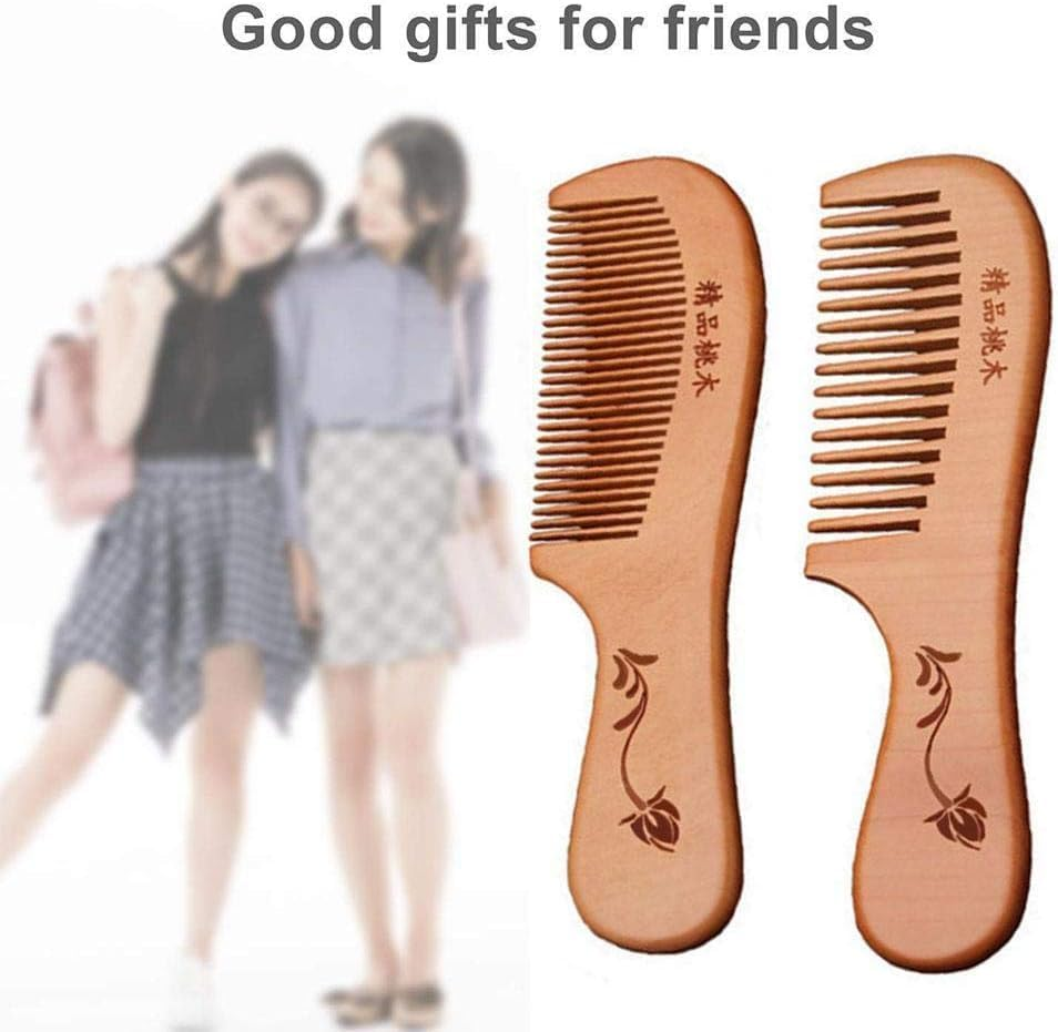 Natural Wooden Wide Tooth Hair Comb Natural Sandalwood Handmade Wood 18Cm Floral Print Care Beauty Comb Massage Hair image number 1