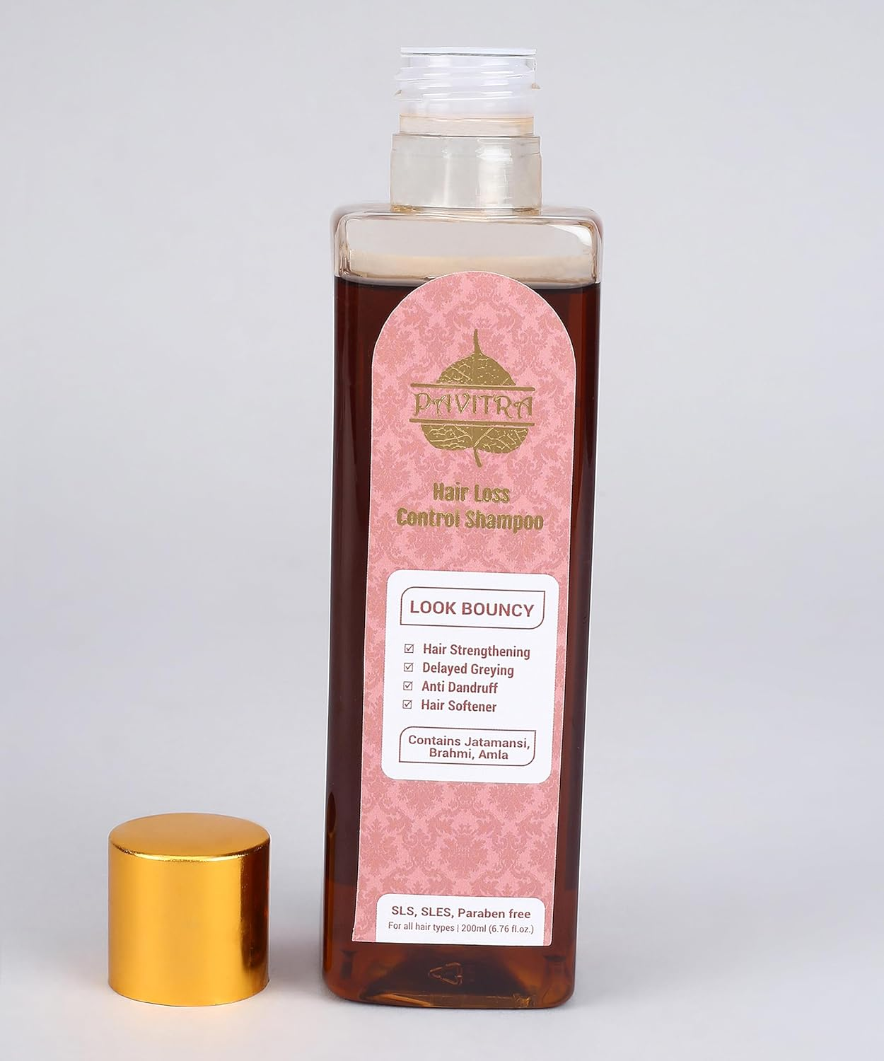 Pavitra+ Hair Loss Control Shampoo with Ayurvedic Formula with Amla, Brahmi, Bhringraj & Herbal Extracts for Deep Hair Nutrition, Thick & Bouncy Hair Growth, 200 Ml (Pack of 1) image number 6