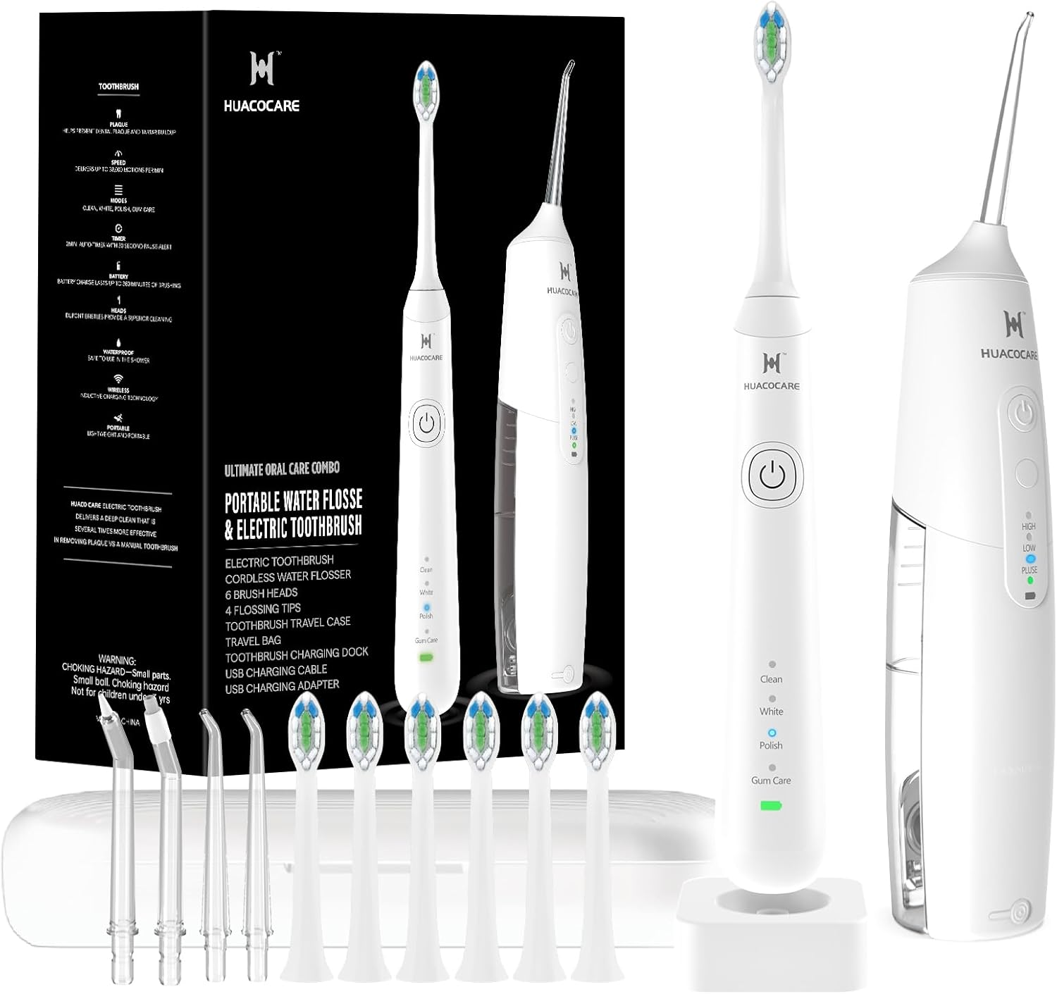 2-1 Oral Clean Kit- Water Dental Flosser & Electric Toothbrush Combo- Brushing & Flossing- for Teeth Cleaning and Gum Health (Light Green)