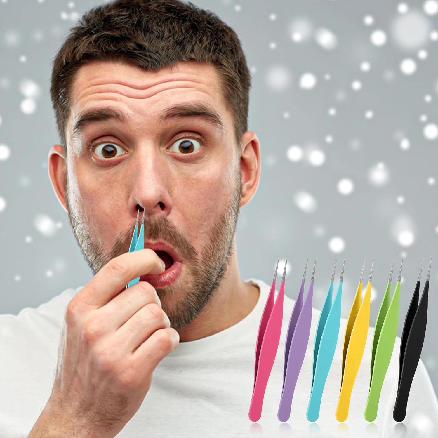 Pack of 6 Colourful Pointed Tweezers, Blackhead Tweezers Set, Precision Tweezers for Blackheads and Acne, Ultra-Fine Pimple Remover Tool, for Acne, Pimples, Comedones, Stains or Removal image number 3