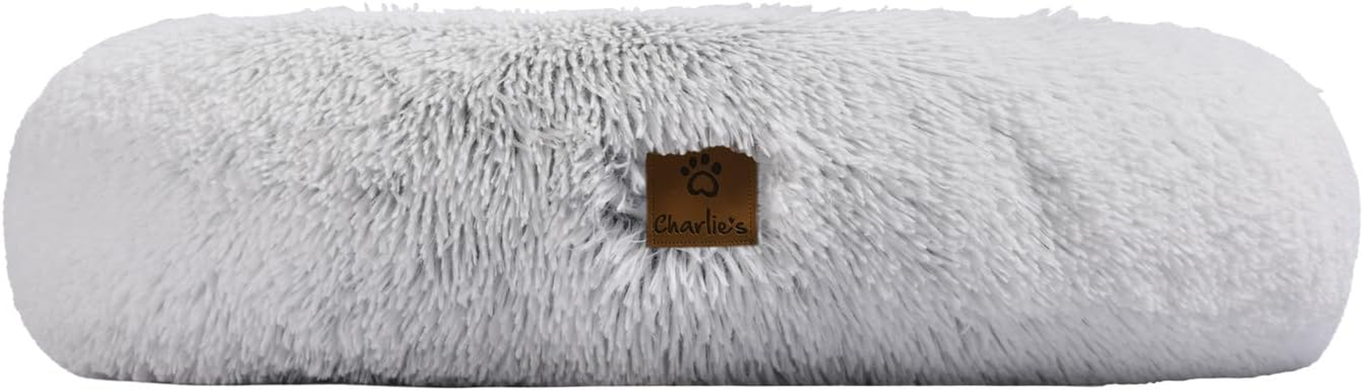 Charlie'S Shaggy Faux Fur Donut Calming Dog Bed Dog Cat Luxurious Faux Fur - Artic White Chinchilla Medium Diameter 76 Cm X Height 23Cm