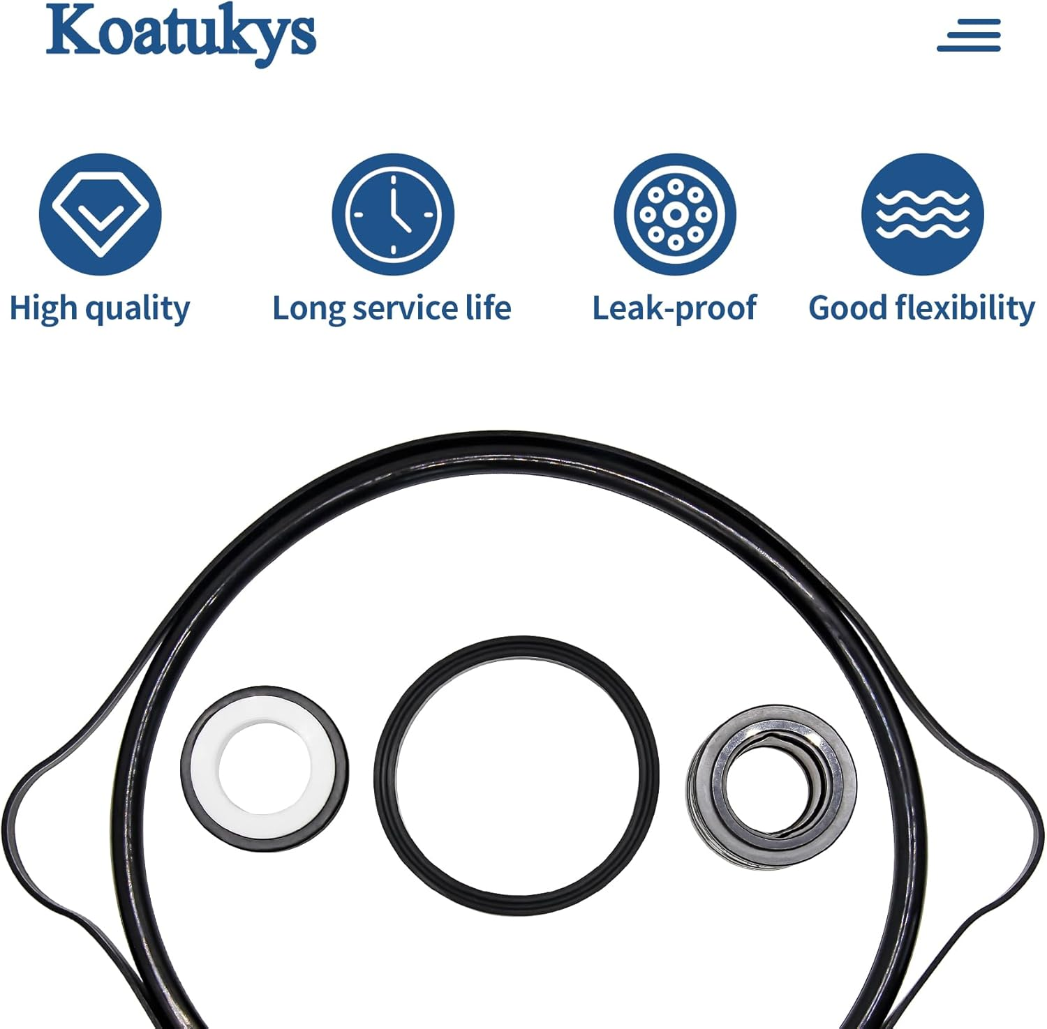 Koatukys SP3000X Shaft Seal Gaskets and O-Ring Kit for Hayward Super II Pool Pump Series with Diffuser, Lid Gasket, Housing Gasket and Shaft Seal Assembly SPX1600Z2 PS-201 image number 2