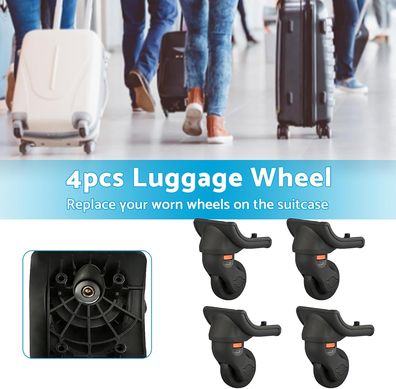ALL in RED BOX Replacement Luggage Wheels 360 Swivel Luggage Replacement Wheels Suitcase Repairment Wheels image number 2