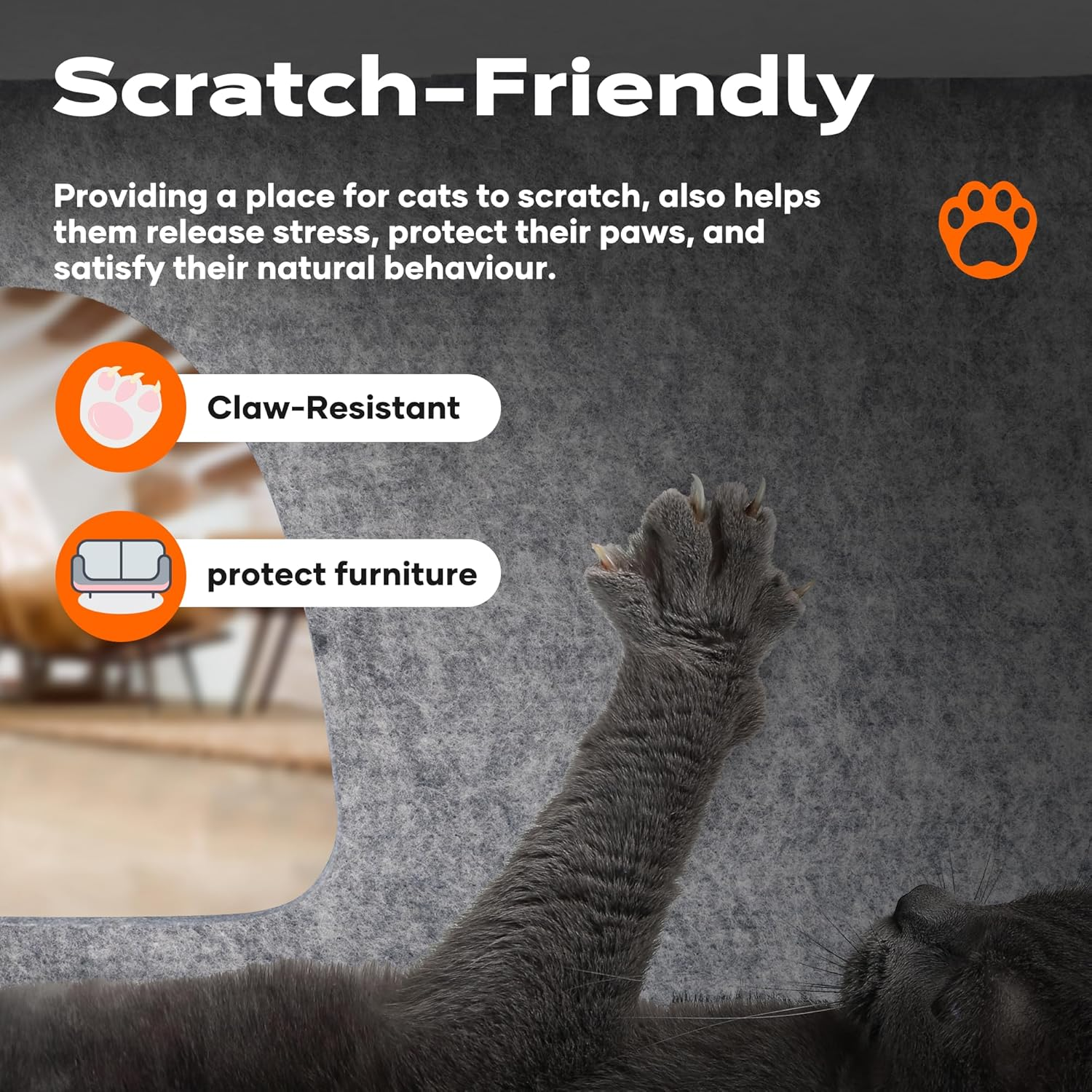 Cat Bed for Indoor Cats, Foldable Felt Cat Cave, Cat Tunnel Enclosed Bed Cat House for Large & Multiple Pet Cats up to 10 Kg, Scratch Resistant Cat Condo, Cat Hideaway image number 5