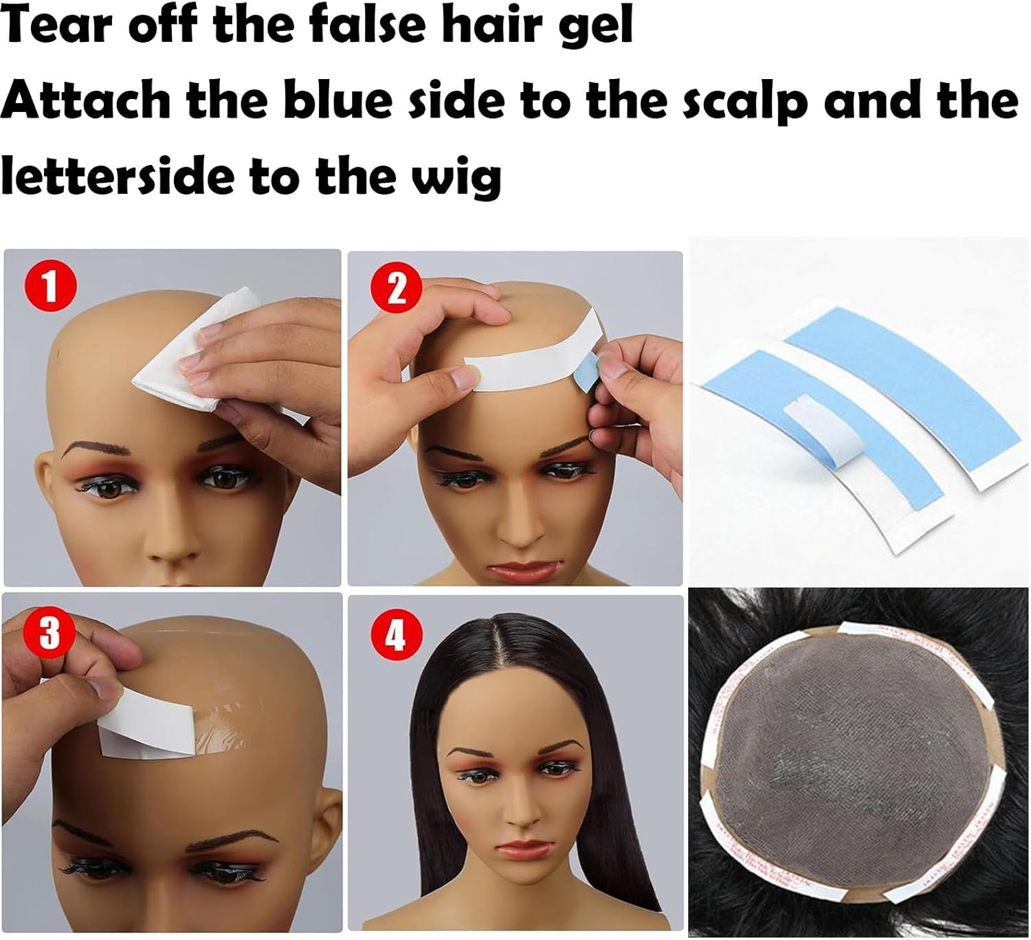 REGODI 108Sheets（324 PCS） Pre-Cut Wig Tape - Double Sided Invisible Adhesive for Lace Wigs & Toupee, Waterproof & Long Lasting Hold, Strong Bonding Strips (Blue) image number 1