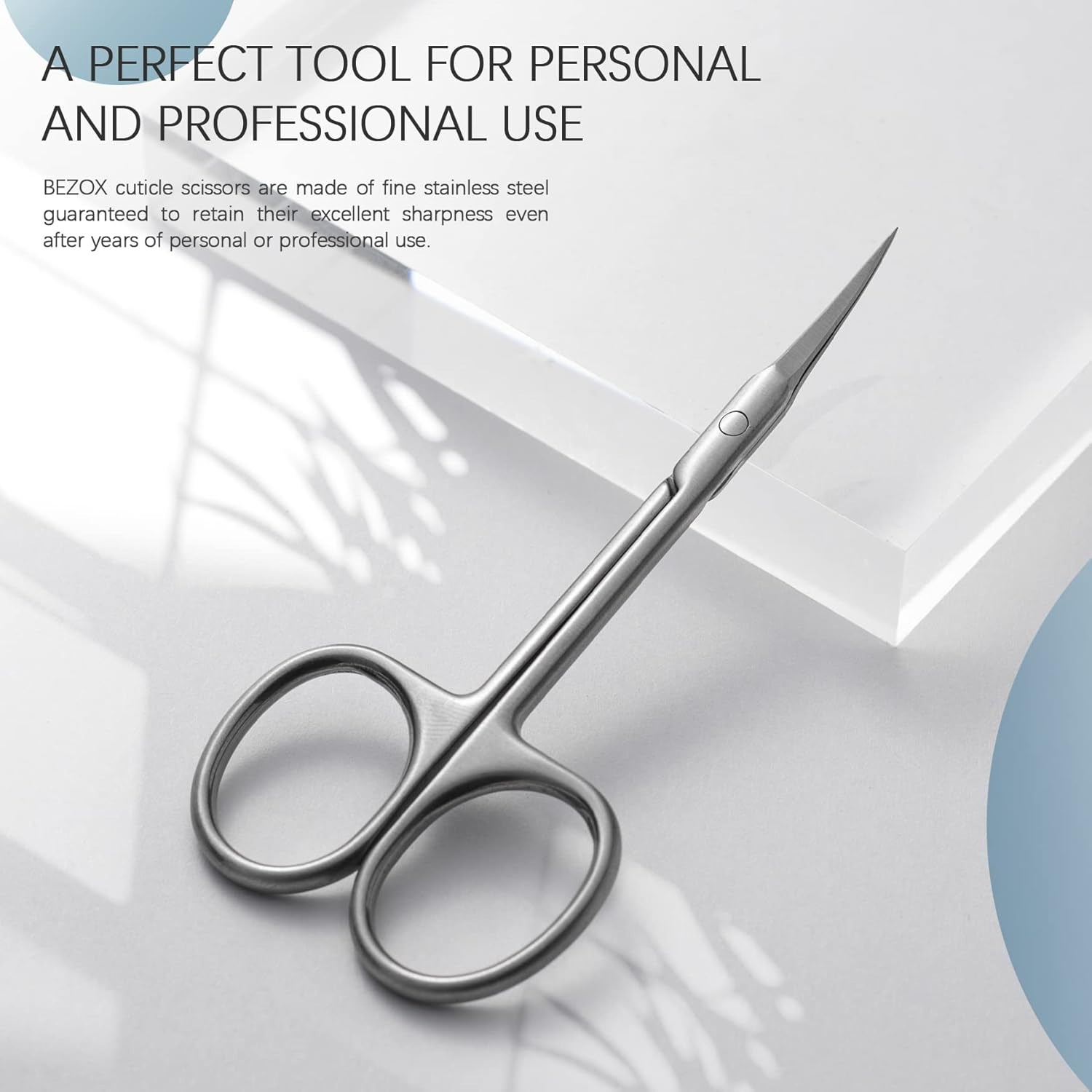 BEZOX Extra Fine Curved Cuticle Scissors, Super Thin Scissors for Cutical Care Only, Professional Manicure Small Scissors, Stainless Steel Cuticle Cutter, 1 Pcs image number 6
