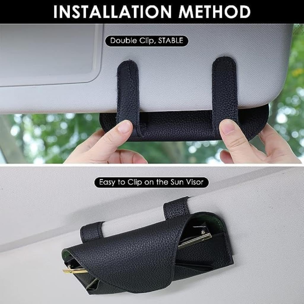Sunglass Holder for Car Visor,Soft Leather Glasses Case Car Sunglass Holder Clip,Universal Car Interior Accessories Visor Sunglasses Holder Clip for Car Truck SUV image number 5