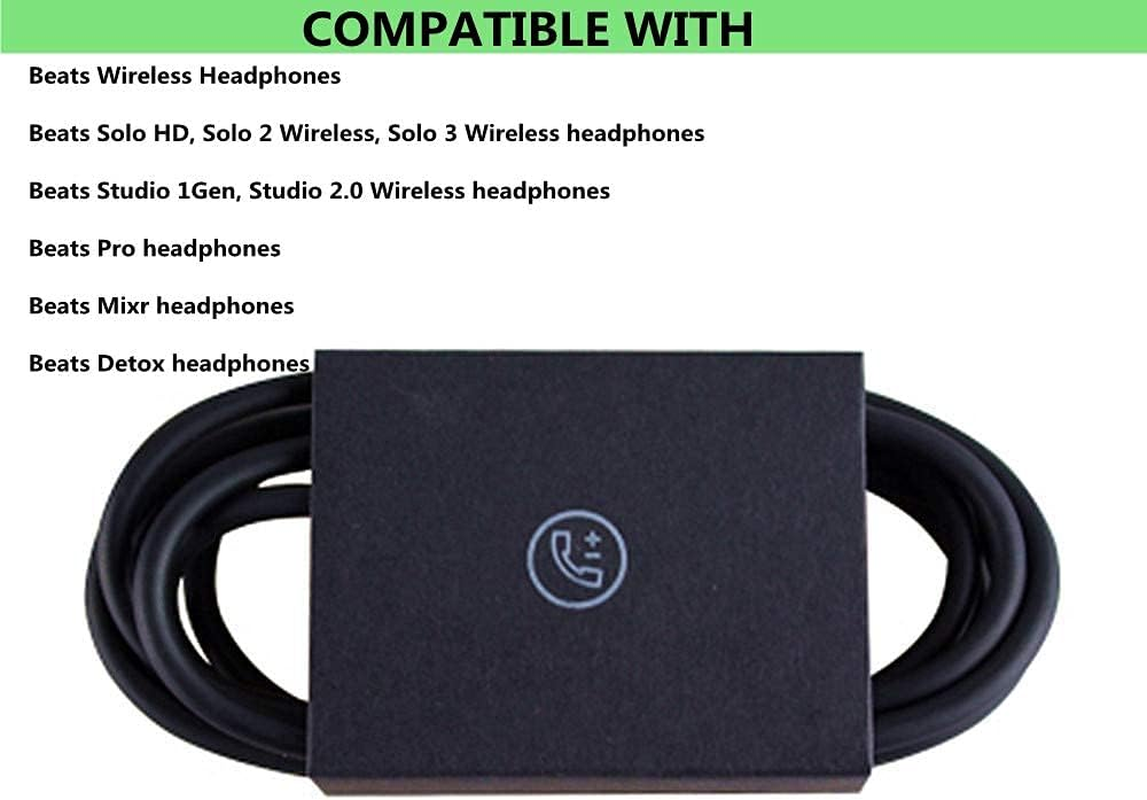 Replacement Extension Audio Cable Cord with Inline Remote & Mic Compatible with Beats by Dr. Dre Solo Studio Wireless Pro Detox Mixr Executive Pill Headphones (Black) image number 4