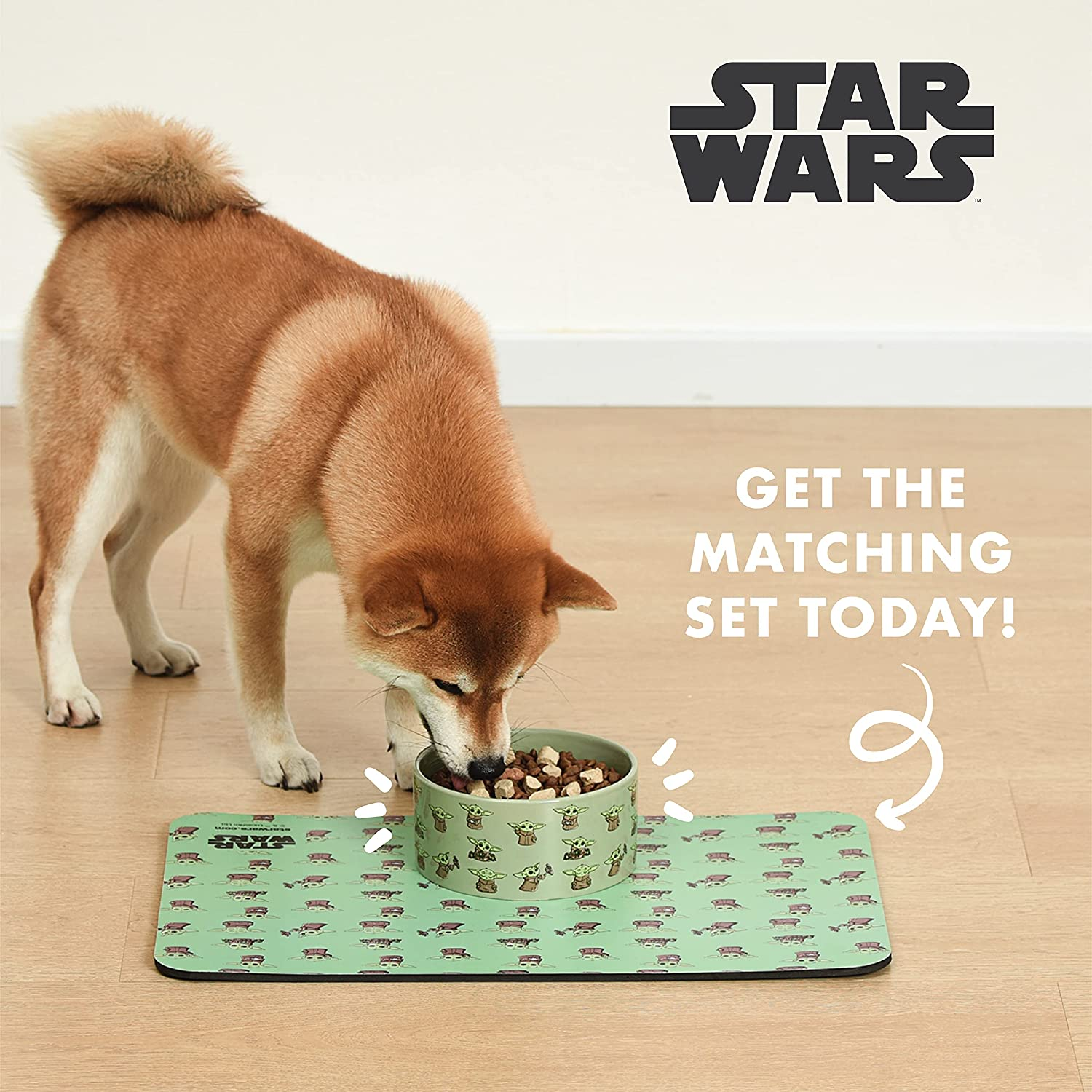 Star Wars the Mandalorian Baby Yoda Ceramic Dog Bowl, 3.5 Cups | Meal Time Star Wars Dog Food Bowl, Green Dog Bowl with Baby Yoda | Dog Water Bowl for Dry Food or Wet Food image number 2