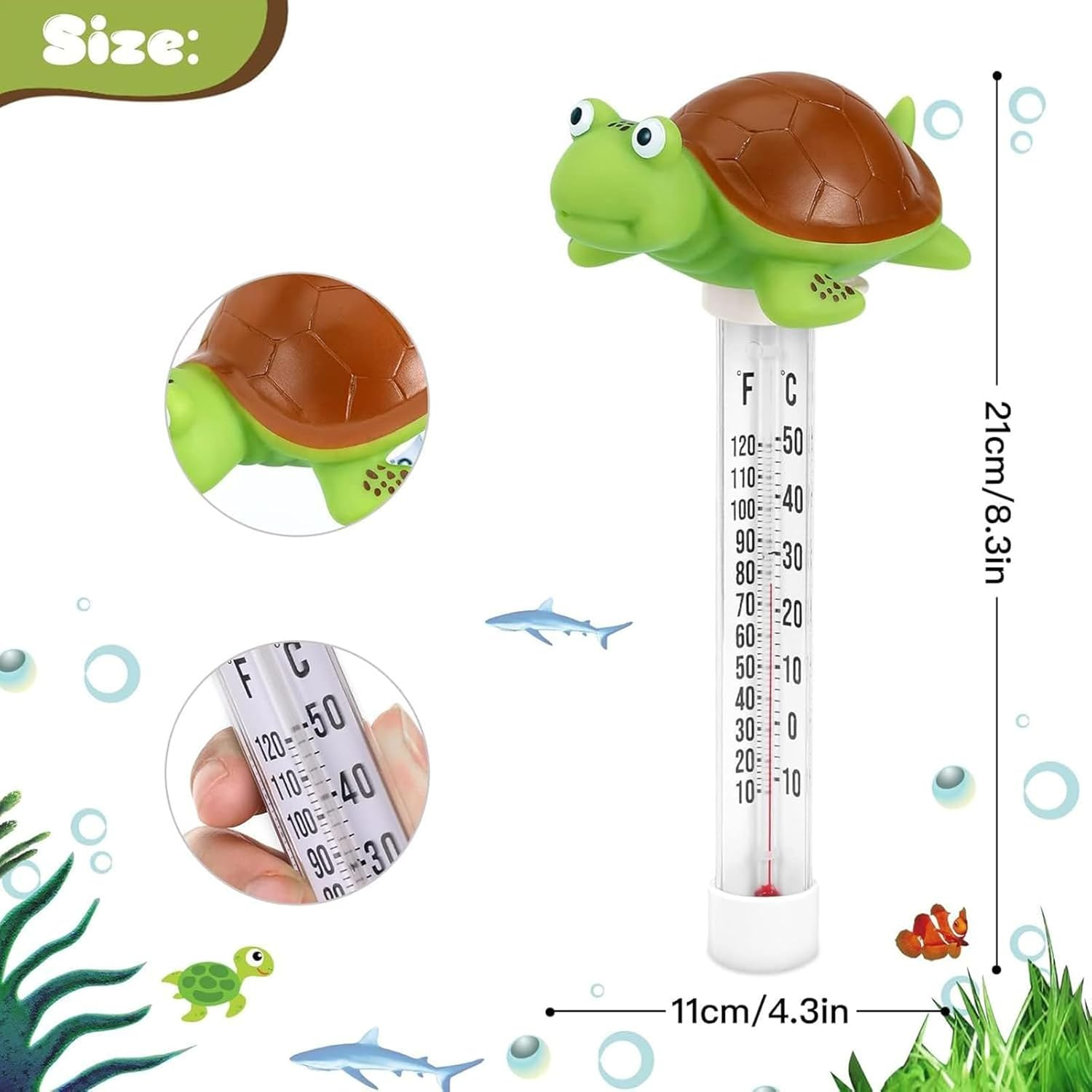 Floating Pool Temperature Gauge - Spa Temperature Gauge,Large Display Easy Read Sensor Animal Shape Monitor for Hot Tubs Spas Aquariums Outdoor Indoor - Flamingo image number 7