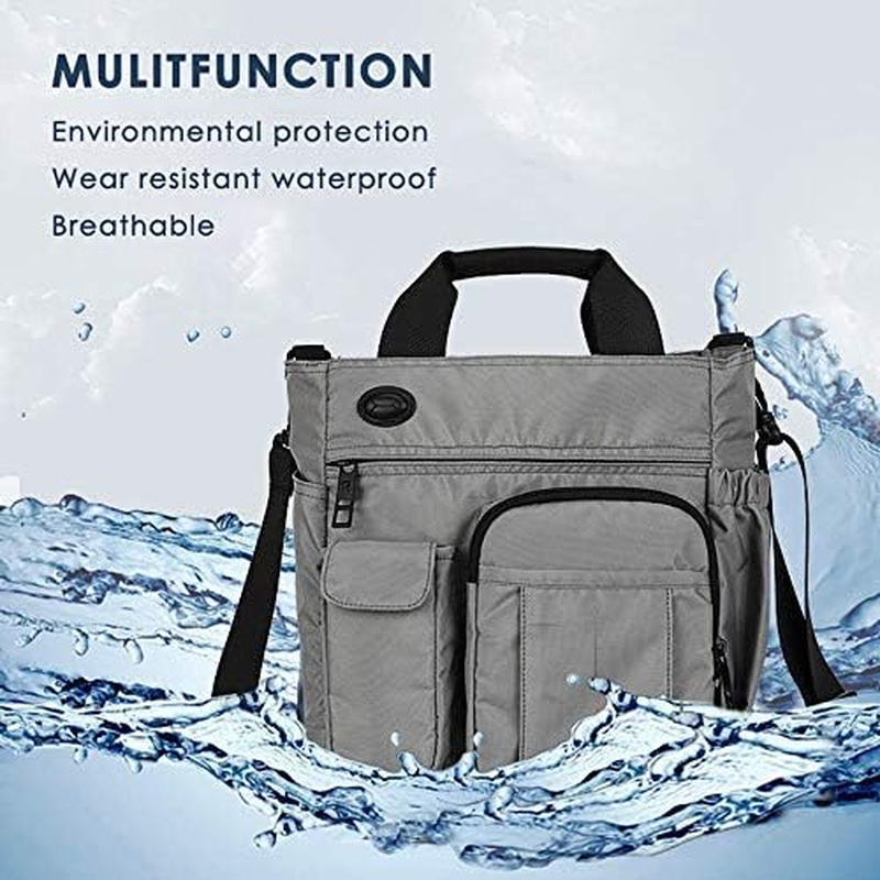 Mens Shoulder Bag,Multi-Functional Crossbody Messenger Bag Business Satchel Sling Travel Ipad Documents Briefcase (Grey) image number 6