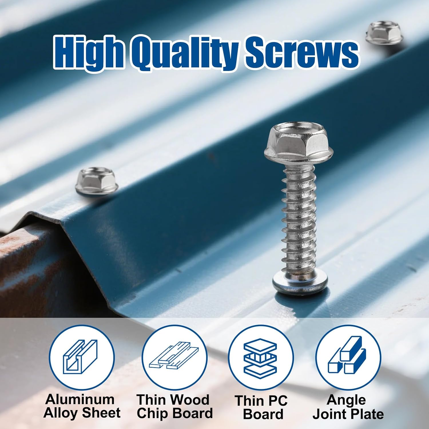 #8&times;1-1/4&Prime; (100Pcs) 410 Stainless Steel Self Drilling Screws, Hex Washer Head Fast Self Tapping Screws image number 6