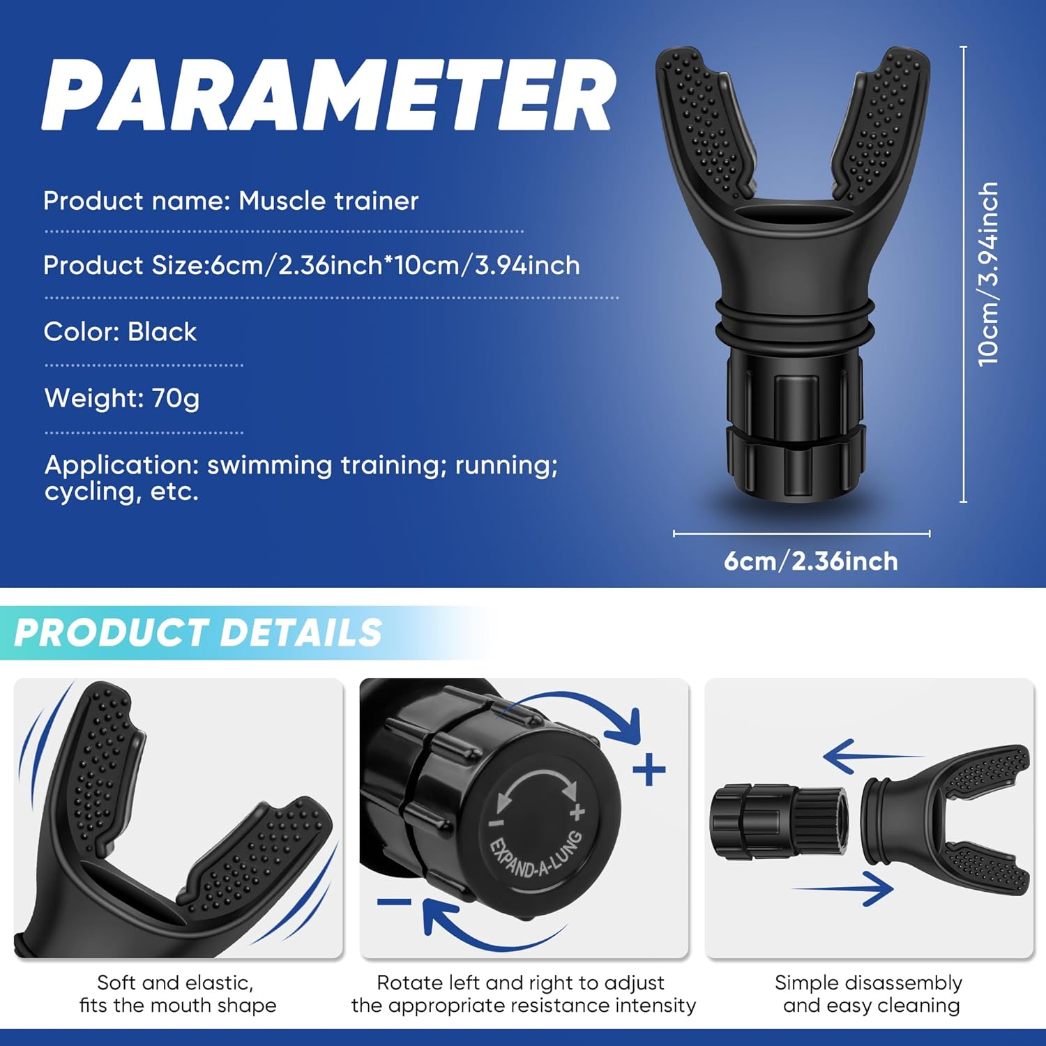 Portable Muscle Trainer, Exercise Trainer with Resistance Adjustable, Easy to Clean and Use, Improve Strength and Endurance（Black） image number 4