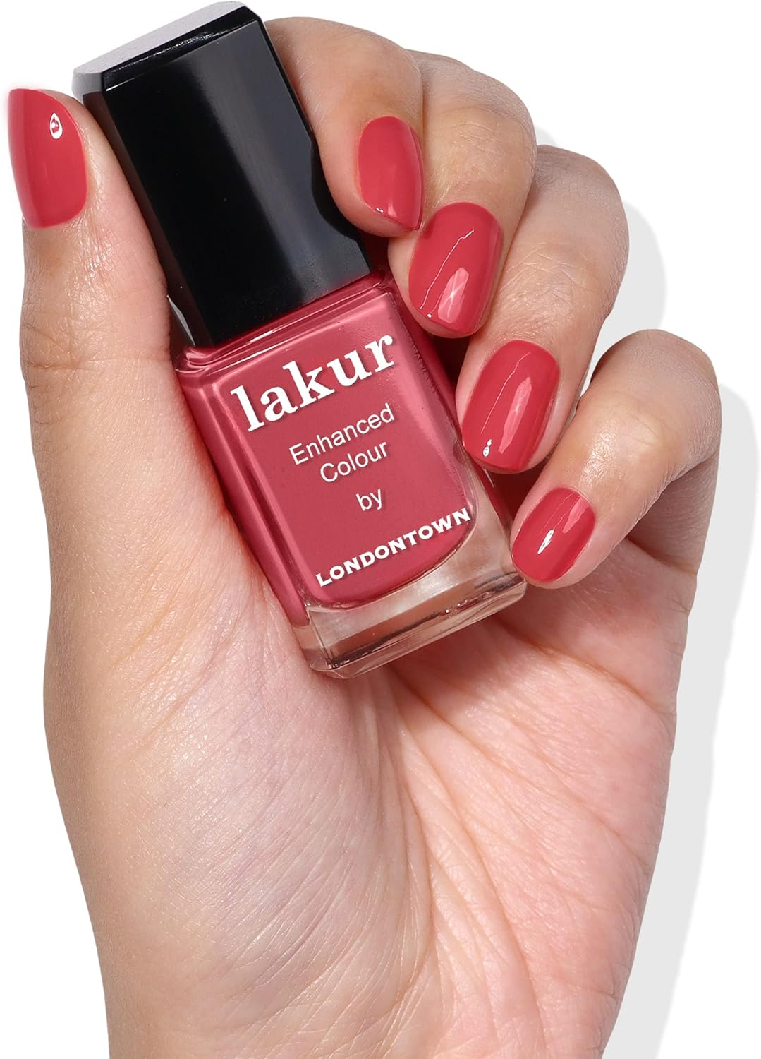 LONDONTOWN Lakur Enhanced Color Nail Polish, Hot Tropic Summer Collection, Vegan Cruelty-Free 21+ Free Nail Lacquer, Flush Cheeks, Blush Red.40Fl. Oz. image number 5