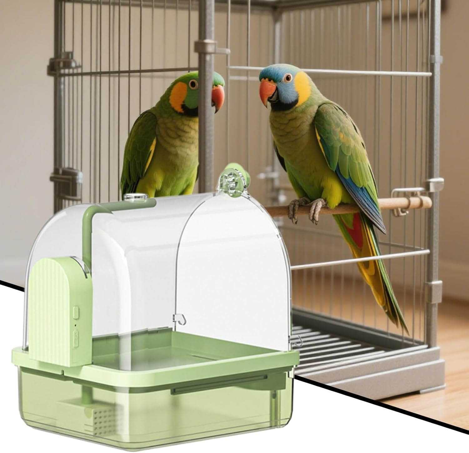 Weqizuerqi Bird Bath Cage | Bird Bath for Budgies - Automatic Chew-Proof Bath Pool Two Modes Playground Stand for Breeding Travel Show Outdoor Aviary image number 2