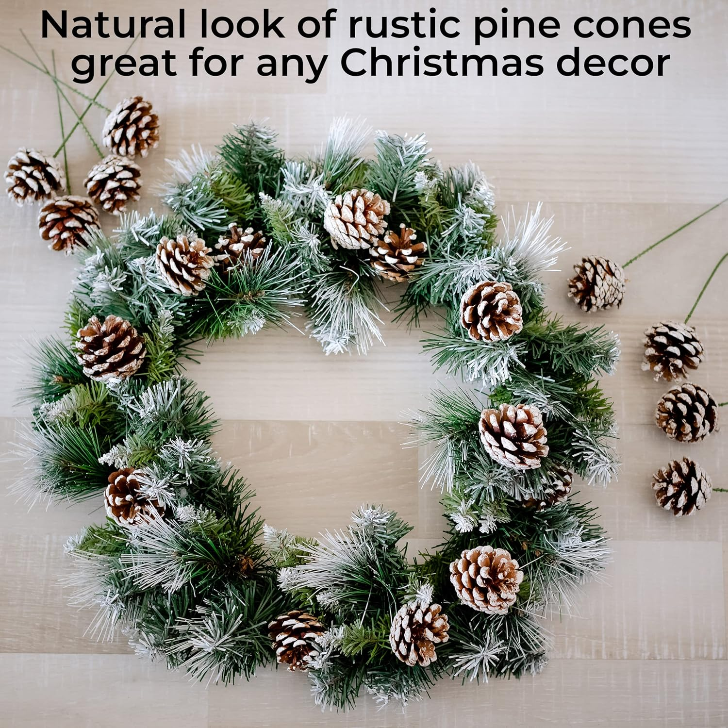 20 Pieces Christmas Pine Cones Decorations Picks - Snow Pine Cone for Xmas Tree Garland Wreath Ornaments Pinecones Decorating Winter Holidays Home image number 3