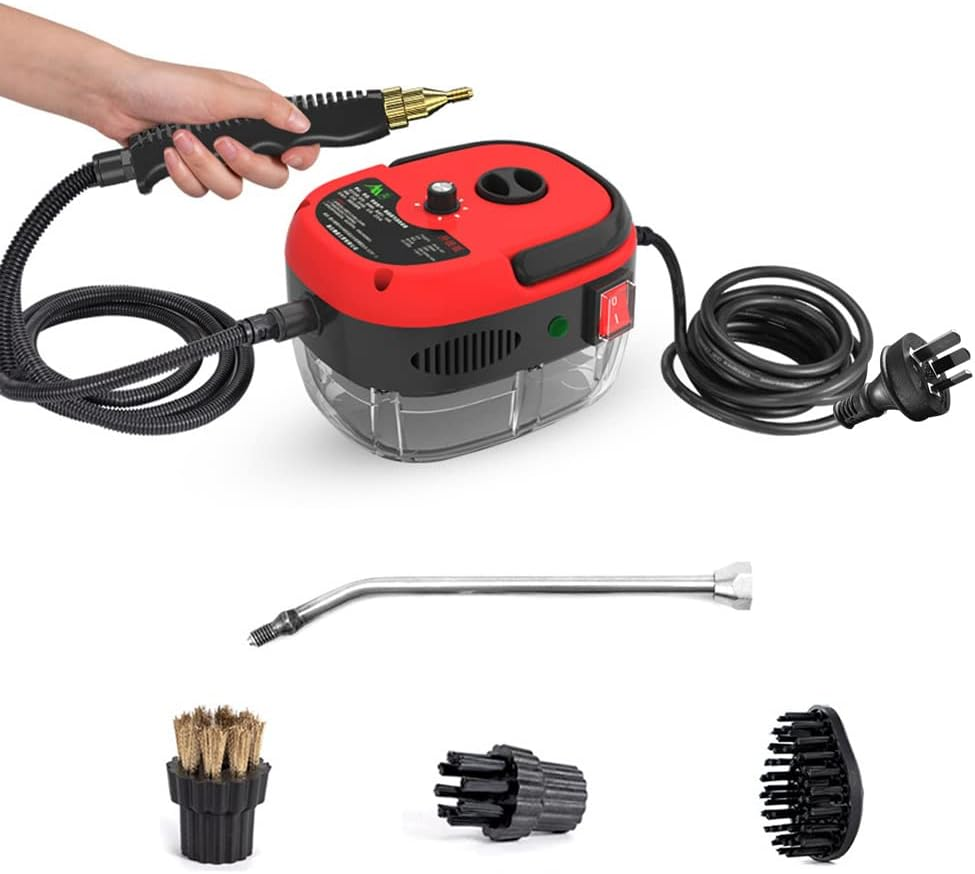 Steam Cleaner, 2500W Portable Handheld Steam Cleaner High Temperature Pressurized Steam Cleaning Machine with Brush Heads for Kitchen Furniture Bathroom Car White