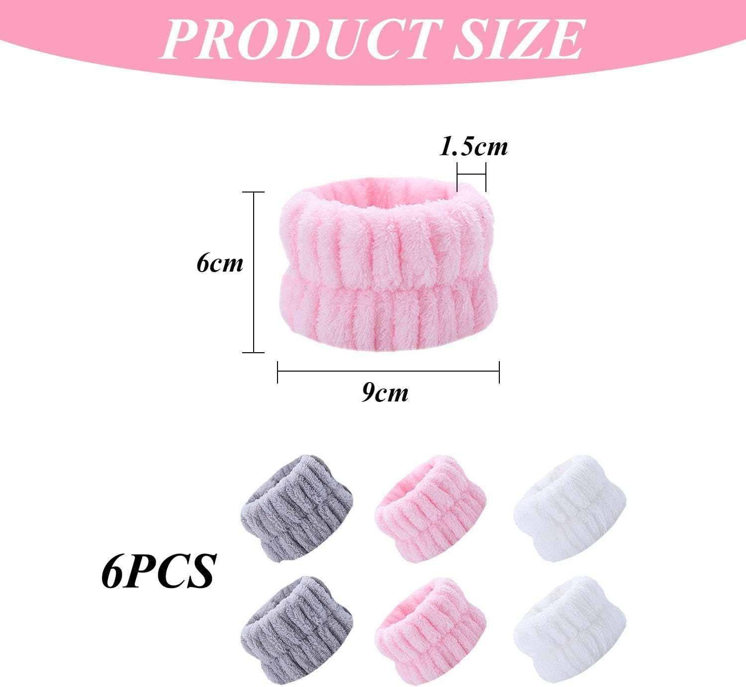 QFEHTHSK 6 Pieces Face Wash Bracelet, Anti-Moisture Bracelet, Spa Bracelet, Microfibre Face Wash Bracelet, Water Absorbent Face Wash Bracelet image number 3
