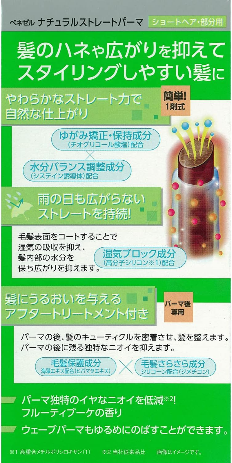 Benezel Natural Straight Perm Easy Self for Short Hair and Part with Treatment