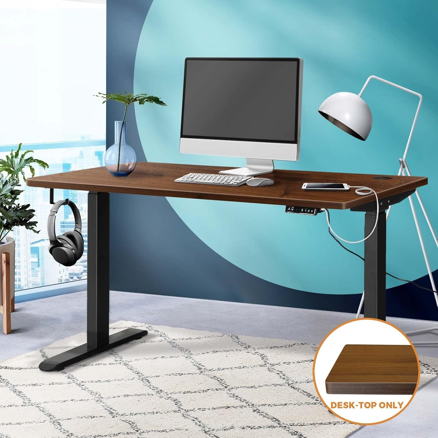 OIKITURE Standing Desk Top Adjustable Tabletop Sit Stand Desk Top Walnut