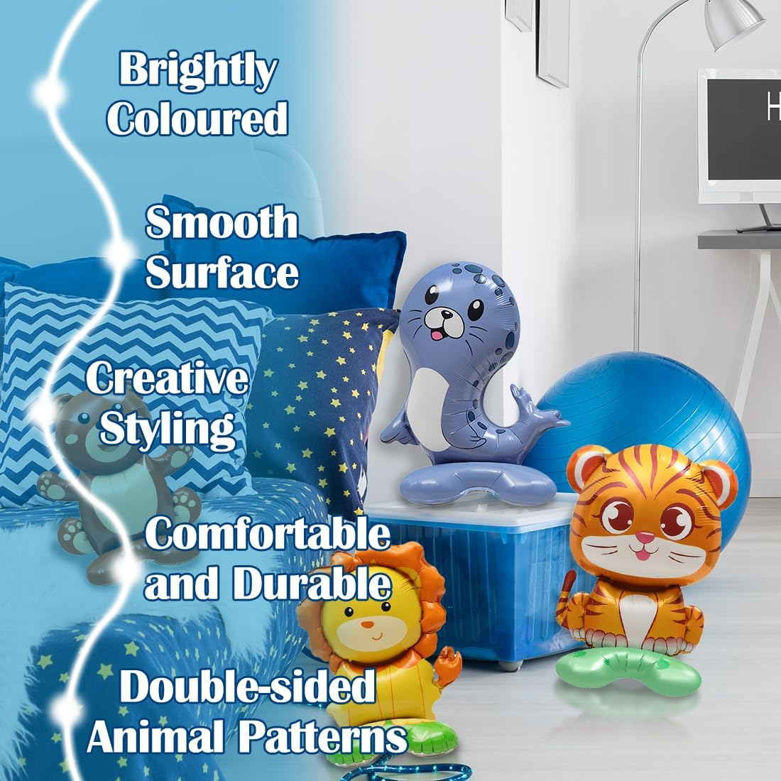 LZYMSZ Woodland Animal Balloons, 13Pcs Giant Jungle Safari Balloon Zoo Theme Foil Balloons, Cute Rabbit Bear Fox Elephant Monkey Lion Panda Standing Party Decorations for Boy Girl Birthday Baby Shower image number 1