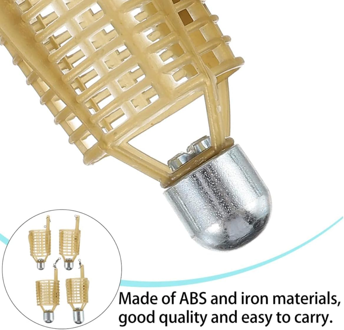 AIMALL 4PCS Feeder Bait Cage - ABS and Iron Material, Rugged Mesh Design, European Carp Fishing Accessories, Bait Load Feeder image number 2