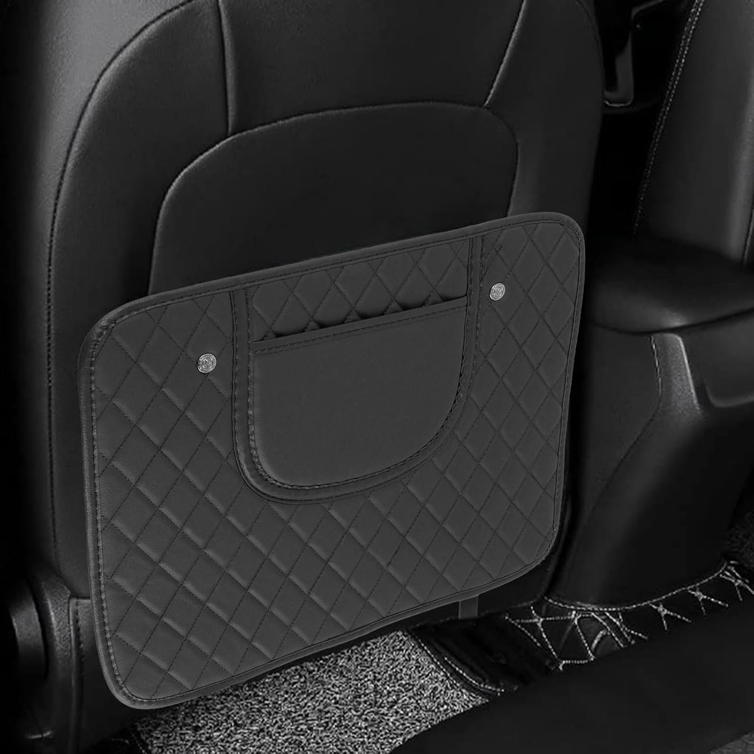 2Pcs Car Kick Mats Leather Backseat Protector Pad with Storage Bag Waterproof Auto Back Seat Covers Prevent Dirt and Trampling Universal Car Back Seat Protector Mat for Car image number 6
