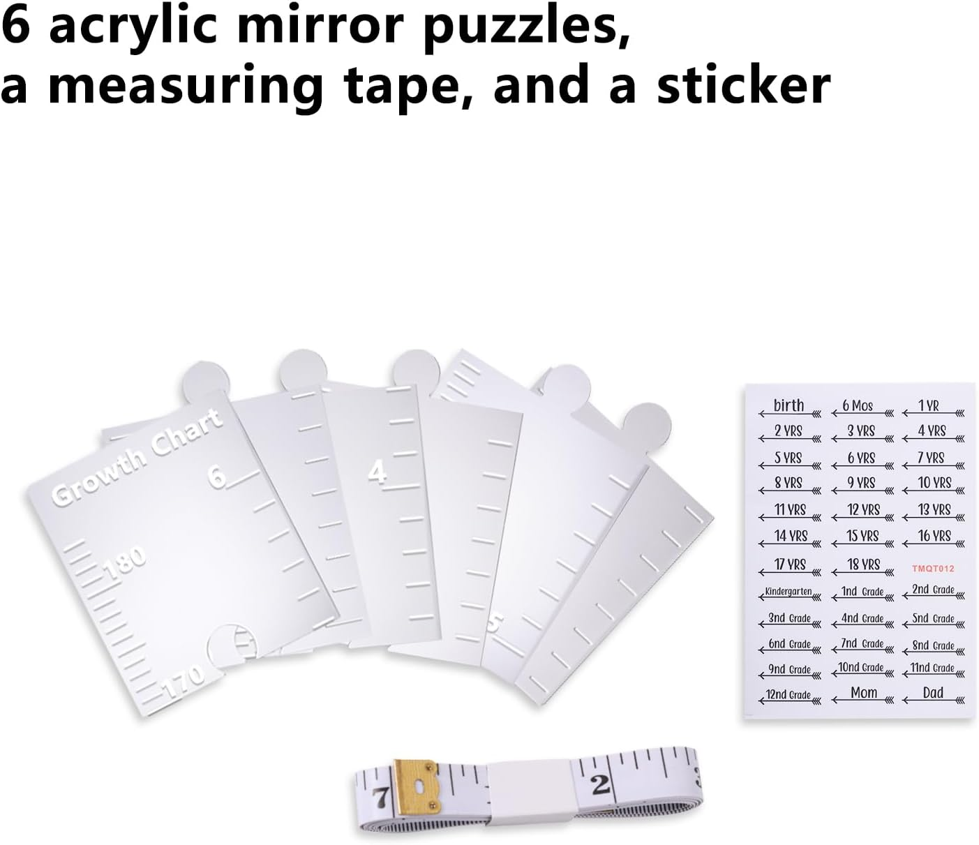 Puzzle Mirror Growth Chart, 47.24X7.09In Acrylic Growth Chart Mirror for Wall Height Measuring Mirror Kids Height Wall Chart Mirror for Nursery Wall Decor image number 4