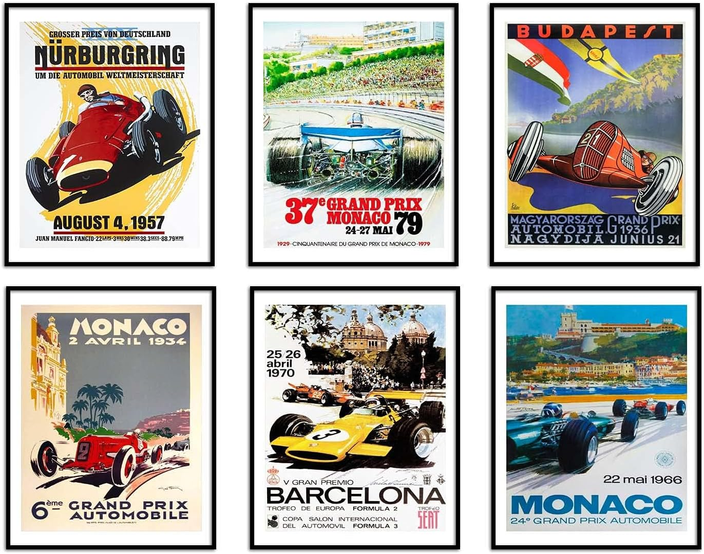 ZIENVE Formula Racing Posters Wall Art Prints, Set of 6 Vintage F1 Car Racing Pictures Canvas Wall Art Room Bedroom Decor, 20 X 25Cm Unframed image number 5