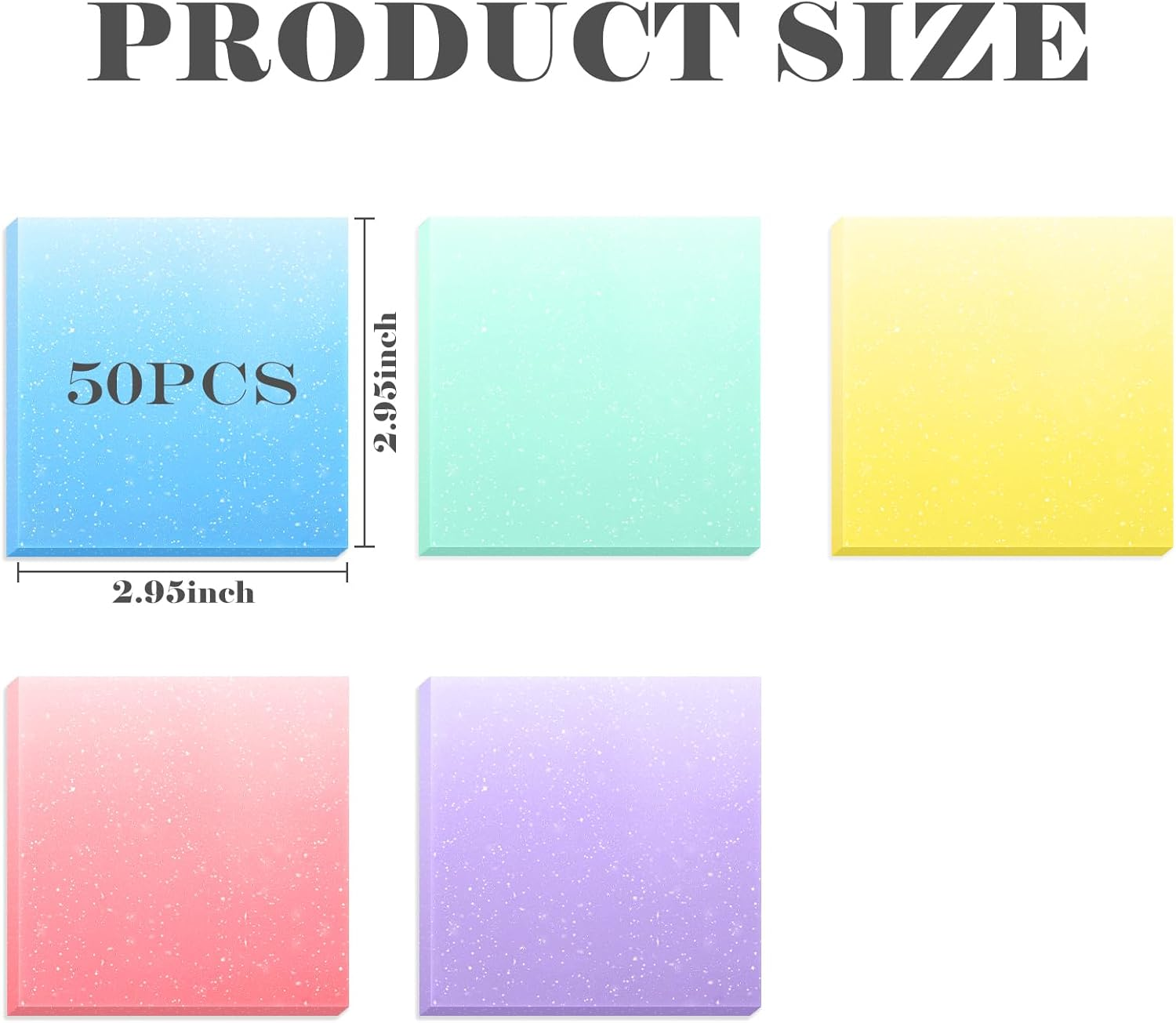 BAYTORY 250 Sheets Glitter Transparent Sticky Notes, 3 X 3 Clear Memo Pads, Waterproof Self-Stick Note, See through Aesthetic Self-Adhesive Note for Bible Accessories (Gradient Color) - White image number 7