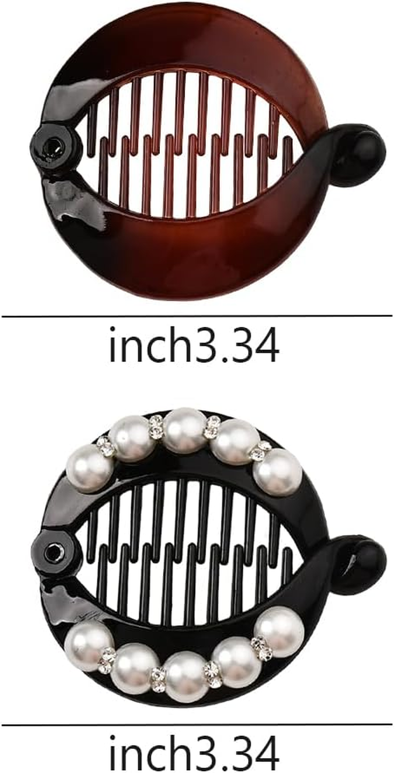 Pearl Banana Hair Clips for Girls French Comb Clip Black Banana Claw Clip Fish Hair Clips for Girl Non Slip Ponytail Holders Banana Clip for Thin Thick Hair Accessories Banana Barrettes 2Pcs image number 6