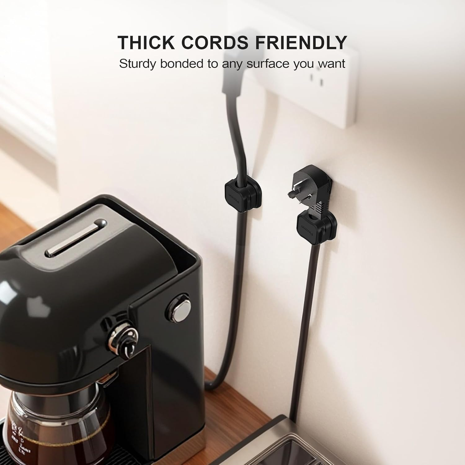 12 Pack Magnetic Cable Clip Organizer Cord Holder, Picozon Adhesive Cable Management, Wire Phone USB Charger Cable Holder Keeper Organizer for Car, Office Home Desktop, Wall, Night Table, Black image number 5