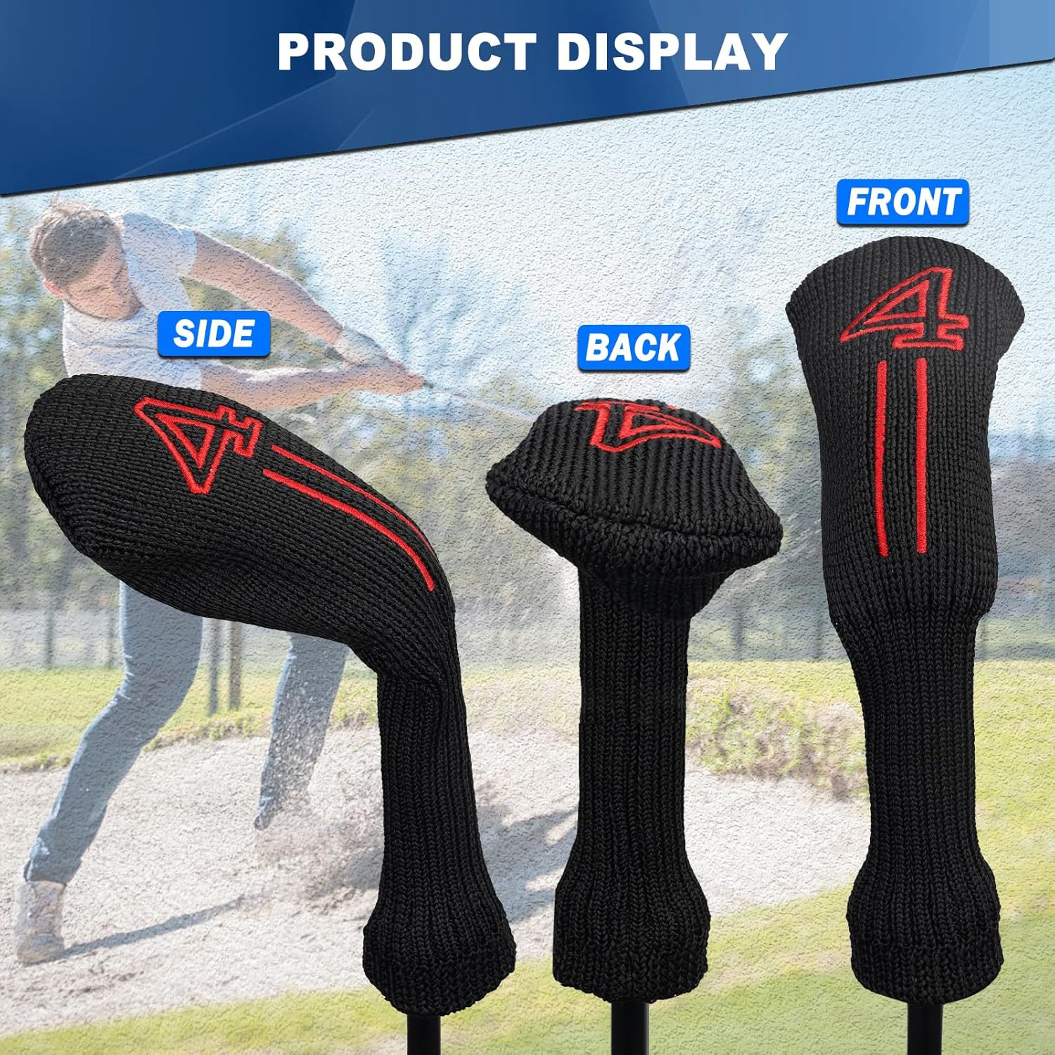Mytag Golf Hybrid Head Covers, Small Hybrids Driving Iron Headcover, 8Pcs Fits Cobra T Rail, Cleveland Launcher, Wilson Launch Pad, Tour Edge Utility Irons image number 4