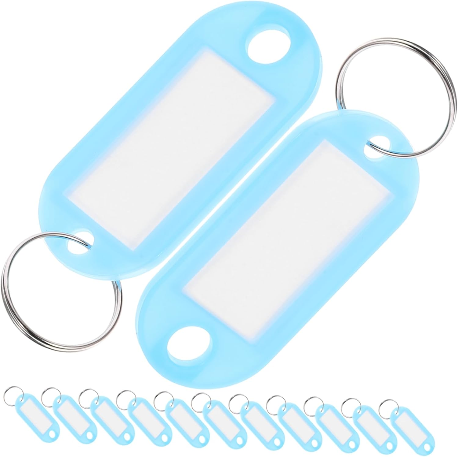 COSMEVIVI 50Pcs Keychain Tag Key Labels Multi-Use Luggage Tags Keychain Luggage Split Ring Key Identifiers Portable Labels Compact image number 3