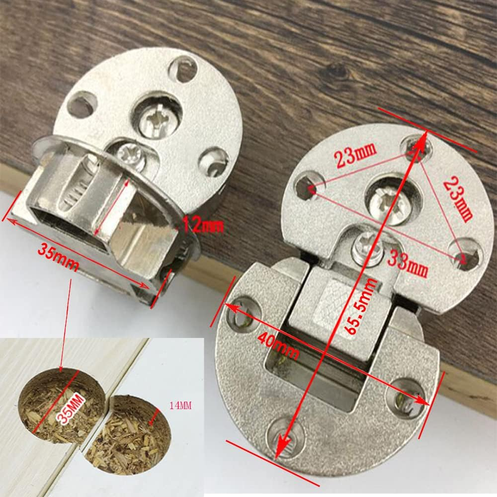 WANLIAN(2 Pieces)-90 Degree Page Turning Axis Adjustable Cabinet Door Concealed Hinge Special Table Drop down Hinge Flush Hinge image number 4