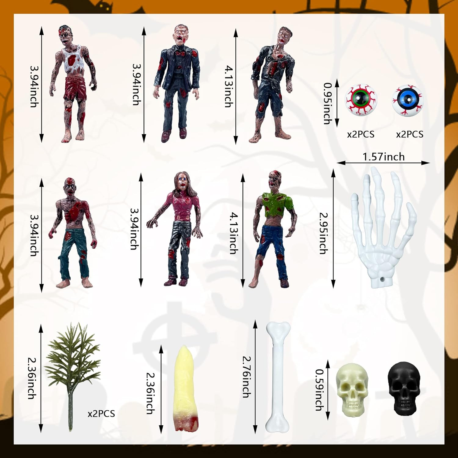 17 PCS Zombie Cake Decoration Toppers and Figures - Themed Party Decorations for Birthday and Wedding Cake image number 1