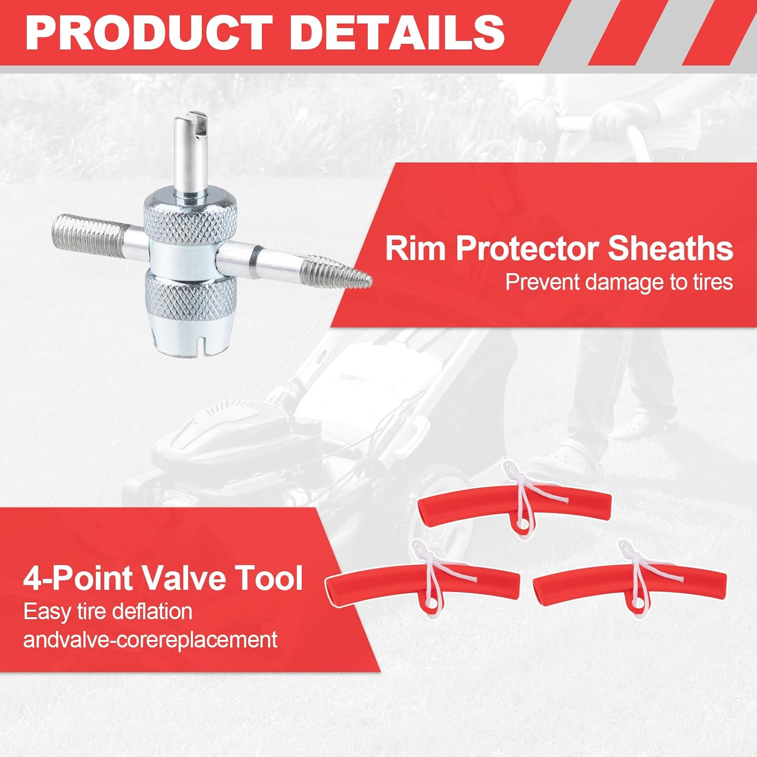 15" Tire Spoons Kit, Tire Changing Tool for Motorcycles, Dirt Bikes, Lawn Mowers and More, 29PCS Tire Removal Tool Set, with Tire Spoon, Rim Protector, Valve Tool, Valve Cover and Valve Core image number 3