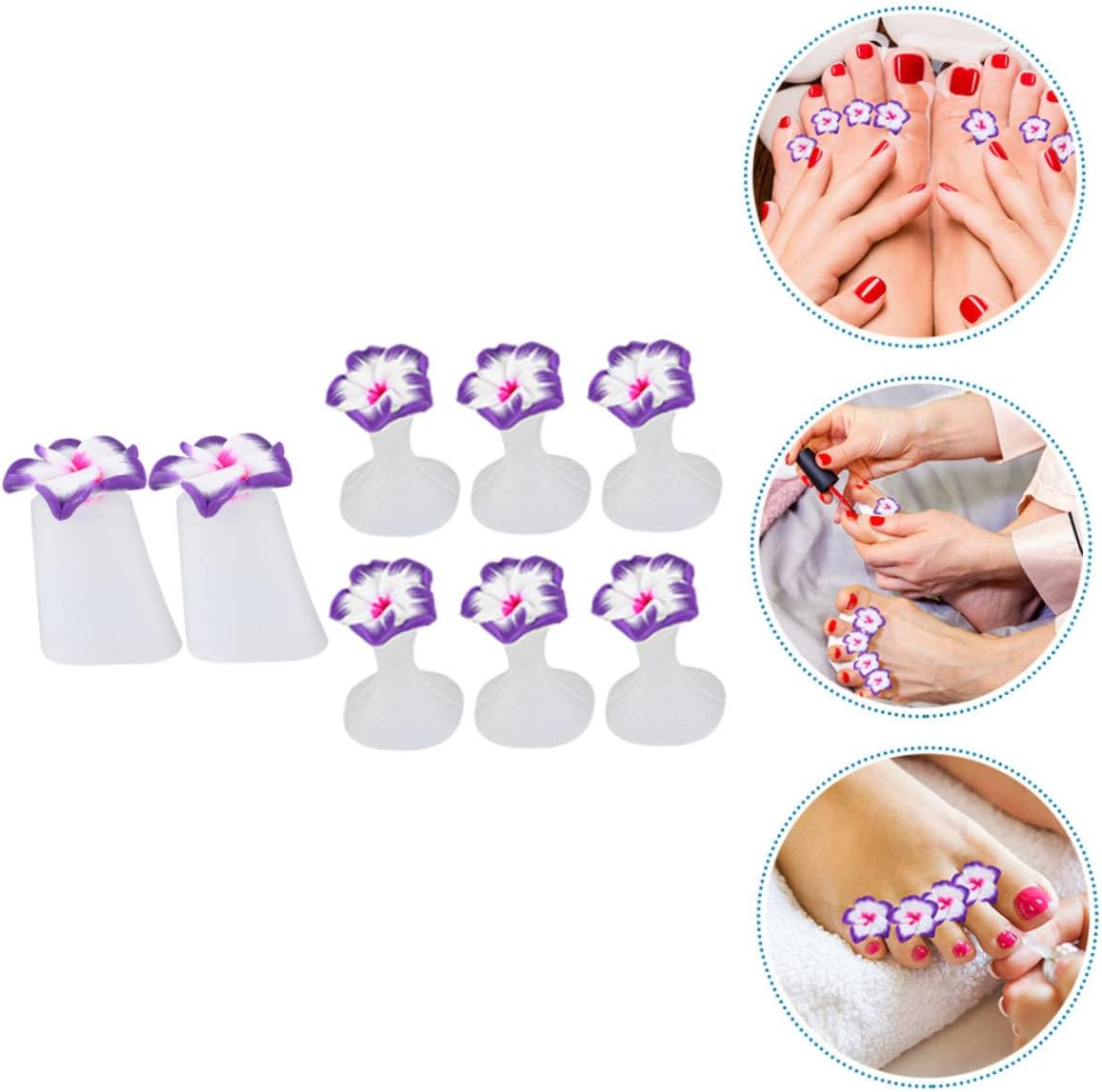 FRCOLOR 8Pcs Silicone Toe Separator Set Nail Polish Tool Pedicure Accessories Supple Toe Dividers for Nail Art Comfortable Separators for Women Polish Protectors Care Supplies image number 6