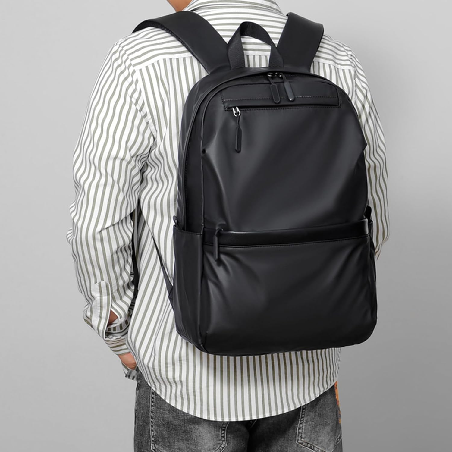 AEDNX Stylish Black Laptop Backpack for Men Versatile Work, Travel, and Gym Companion image number 5