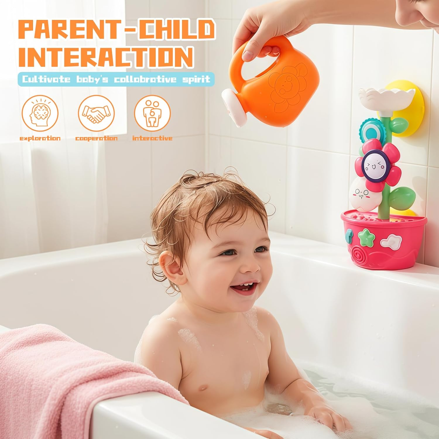 Baby Bath Toys - Sun Shower Spinner for Toddlers 1-3 ,Toddler Bathtub Suction Water Spinner Gear,Safe, Colorful & Interactive Bathtub Toys for Boys Girls image number 6