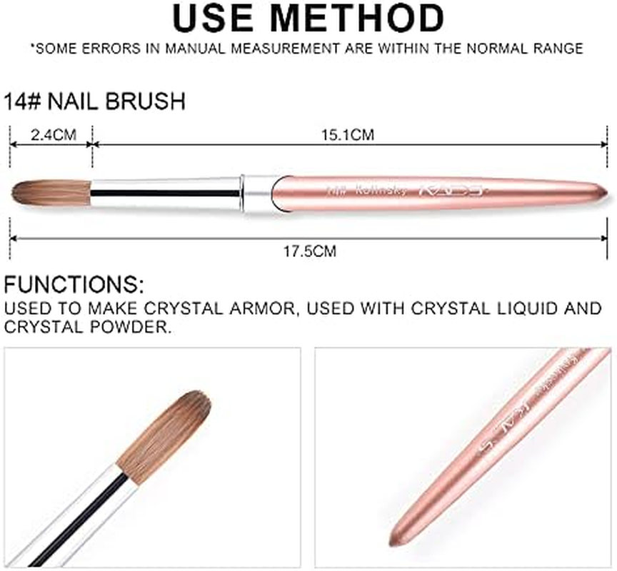 KADS Kolinsky Acrylic Nail Brush Nail Art Brush round Brush Scalp Nail Brush Nail Art Dedicated Brush Acrylic Nail (14#) image number 5