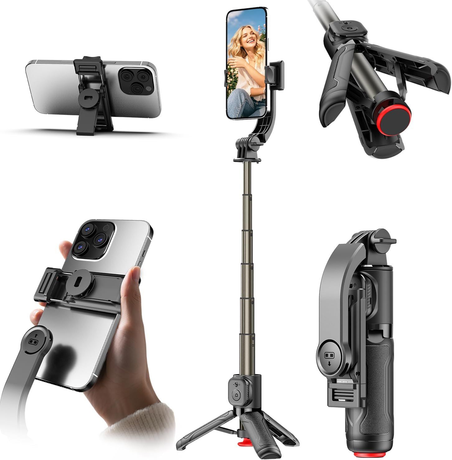 Selfie Stick, Auto Pop Open MINI Selfie Stick Extendable Phone Tripod with Wireless Remote, Stable and Firm Travel Tripod, for Selfies, Video, Compatible with Iphone & Android Devices -Black image number 6