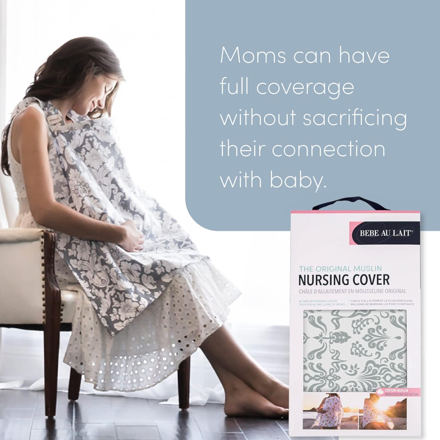 Bebe Au Lait Premium Muslin Nursing Cover, Lightweight and Breathable, Open Neckline, One Size Fits All - Atherton image number 5