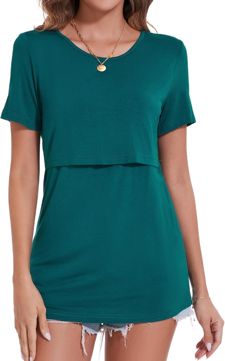 Sosolism 3 Packs Nursing Tops for Women Breastfeeding Clothes Summer Short Sleeve Maternity Shirt Pregnancy Clothing image number 6