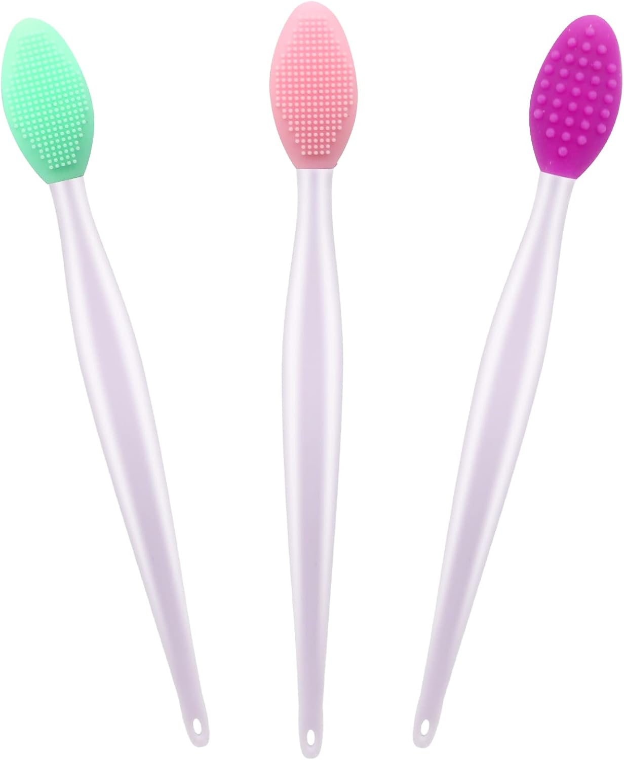 Lip Scrub Tool Silicone Lip Brush Exfoliating Double-Sided Lip Scrubber Tool for a Smoother and Fuller Appearance,Cleaner(3 Colors,3 PCS) image number 6