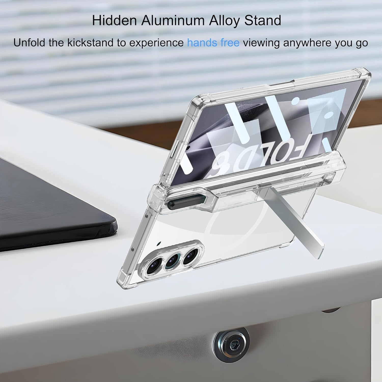 RUNGOS Magnetic for Samsung Z Fold 5 Case Magsafe, with One-Piece Screen Protector [Hinge Protection, S Pen Holder] [Hidden Stand] for Samsung Galaxy Z Fold 5 Case, All-Inclusive Armor Shockproof