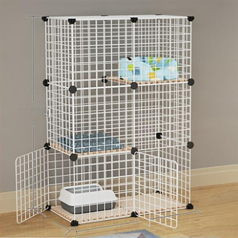 AUKO DIY Cat Cage, Detachable Metal Wire Large Kitten Enclosure with Ladder, Indoor Outdoor Kennels Playpen, Crate Large Exercise Place (White 75X109X75Cm) image number 6