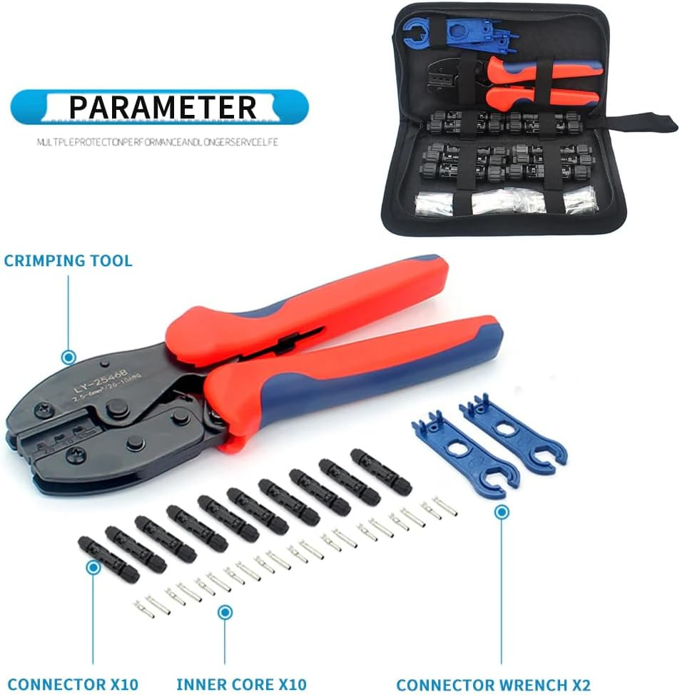 Solar Panel for MC4 Crimper Cable Stripper Wiring Connector Crimping Tools Set image number 3